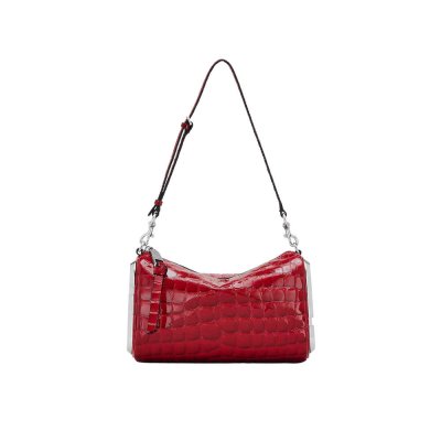 THE GLOSSY CROC SNAPSHOT SHOULDER BAG